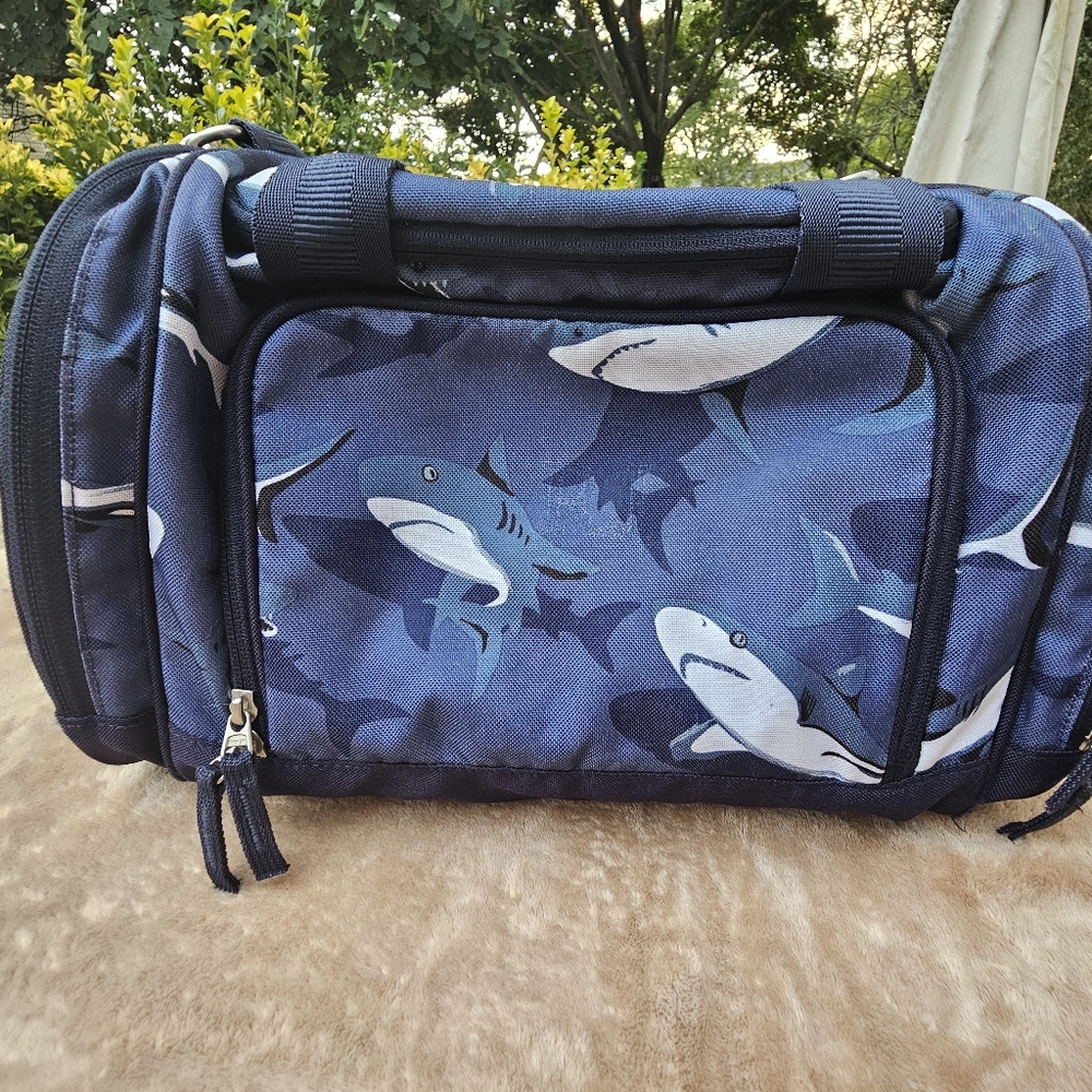 Pottery Barn Kids Shark Print Blue Duffle Bag